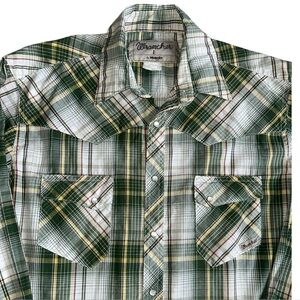 Vintage Wrancher by Wrangler Plaid Pearl Snap Long Sleeve Western Shirt Size L